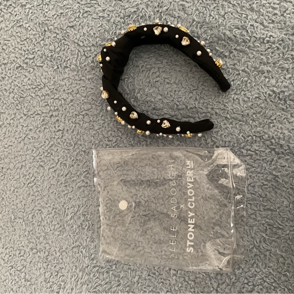 Lele Sadoughi Black and Gold Embellished Headband - Picture 1 of 1